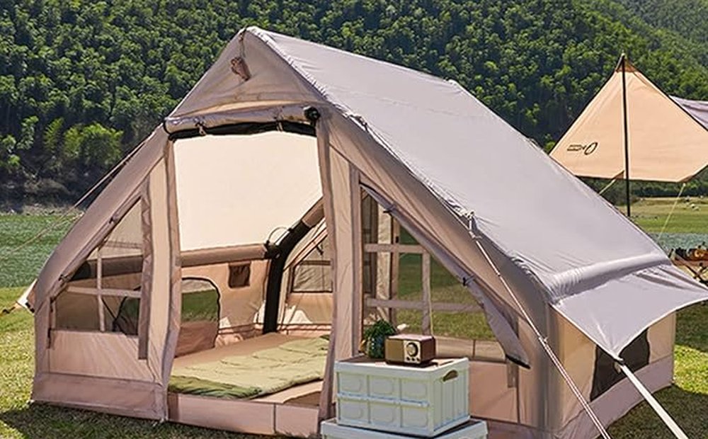 Pre-pitched cabin tent (sleeps 4–6)