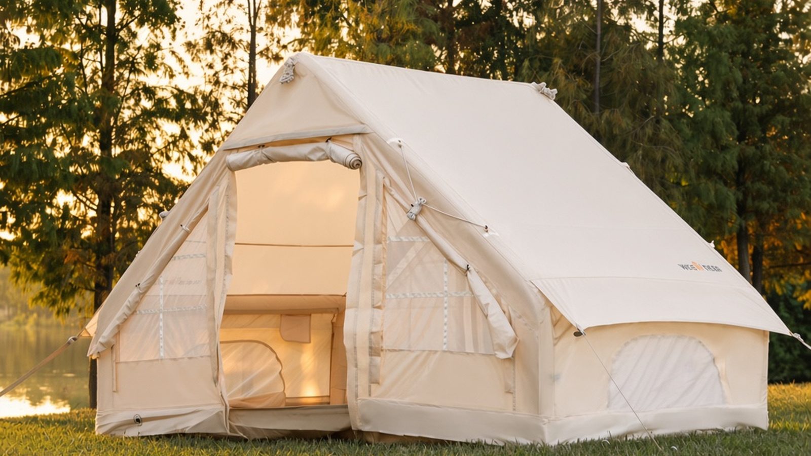 Pre-pitched cabin tent (sleeps 4–6)
